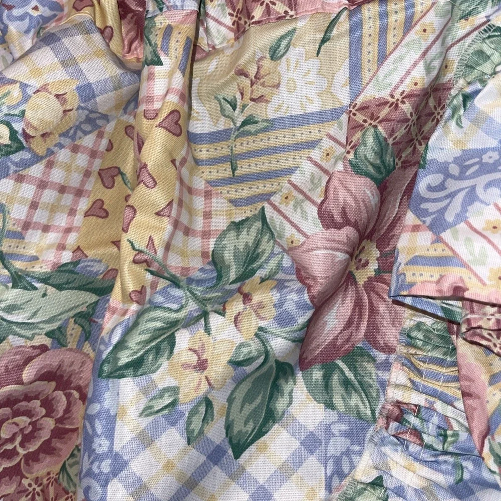 Vintage Top Mates Ellery Cottage Quilt Ruffled Festoon Curtain Valance 72X30 In